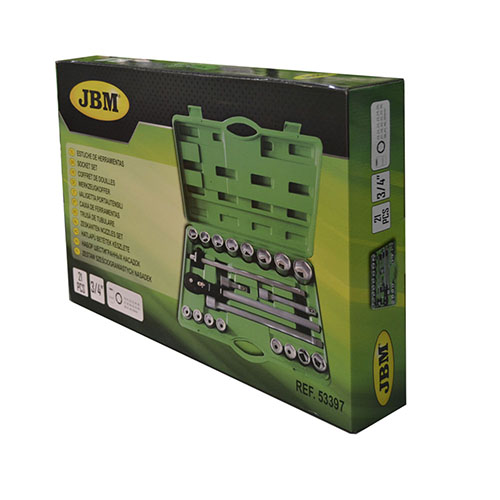JBM Estuche de herramientas con 22 piezas autocle 3/4" 6 cantos 53397