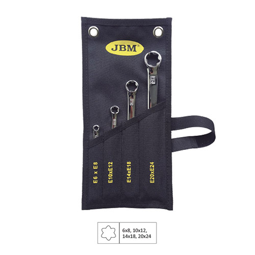 JBM Juego de 4 llaves torx planas en bolsa de tela 51747