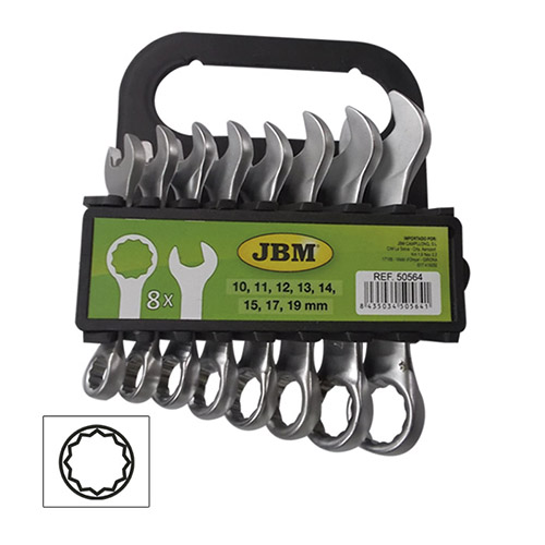 JBM Kit de 8 llaves combinadas cortas 50564