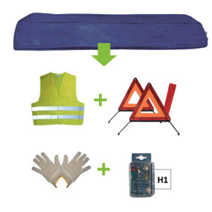 JBM Kit emergencia bolsa azul + mk h1 + chaleco + triang. + guantes – 52768