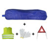 JBM Kit emergencia bolsa azul ribete + triángulo + chaleco + guantes 53177