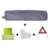 JBM Kit emergencia bolsa gris ribete + triángulo + chaleco + guantes 53178