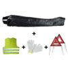 JBM Kit emergencia bolsa negra mini+ 2 triángulos + chaleco + guantes 53175