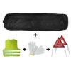 JBM Kit emergencia bolsa negra ribete + 2 triángulos + chaleco + guantes 53183