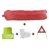 JBM Kit emergencia bolsa roja ribete + triángulo + chaleco + guantes 53180